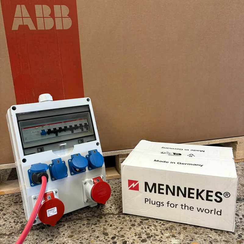 SANOS Wandverteiler ABB/Mennekes - 2x CEE 16A und 4x Schukodosen mit FI | SAN015