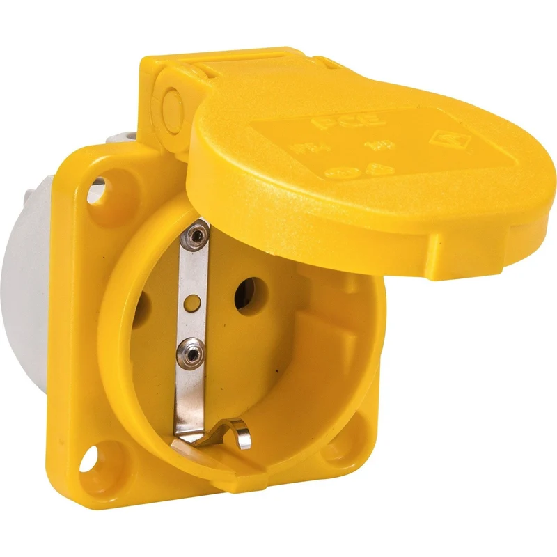 Maschinen-Steckdose, 230V, Gelb, IP54, Anschluss rückseitig, PCE 105-0e
