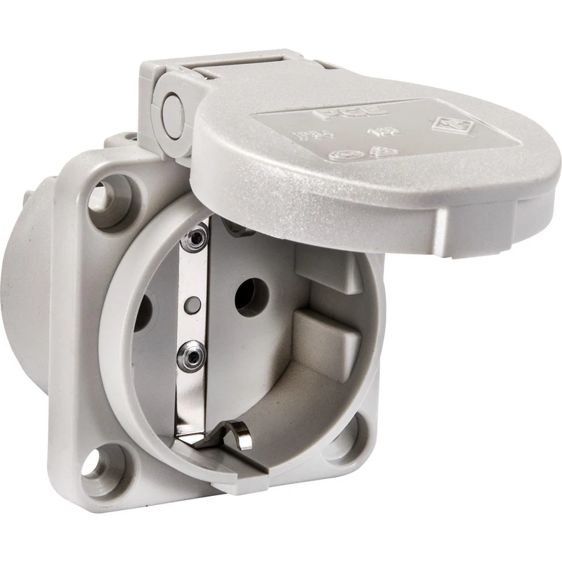 Maschinen-Steckdose, 230V, Grau, IP54, Anschluss rückseitig, PCE 105-0g