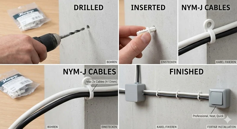 Kopp Doppelsteckdübel – 6mm Bohrdurchmesser – Klemmbereich 4-12mm – Grau (50 Stück)