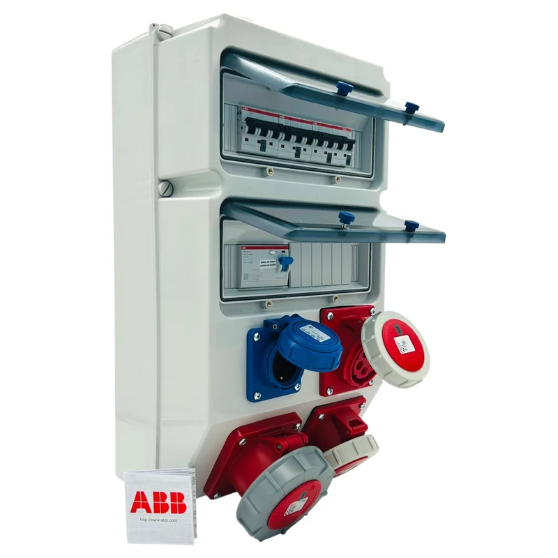 SANOS IP67 Wandverteiler ABB/PCE - 1x CEE 63A 1x CEE 32A 1x CEE 16A und 1x Schukodose mit FI | SAN022