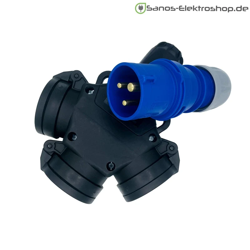 CEE-Adapter: CEE Stecker 3-polig 16A auf Kombi-Kupplung 3-Fach mit PUR-Leitung
