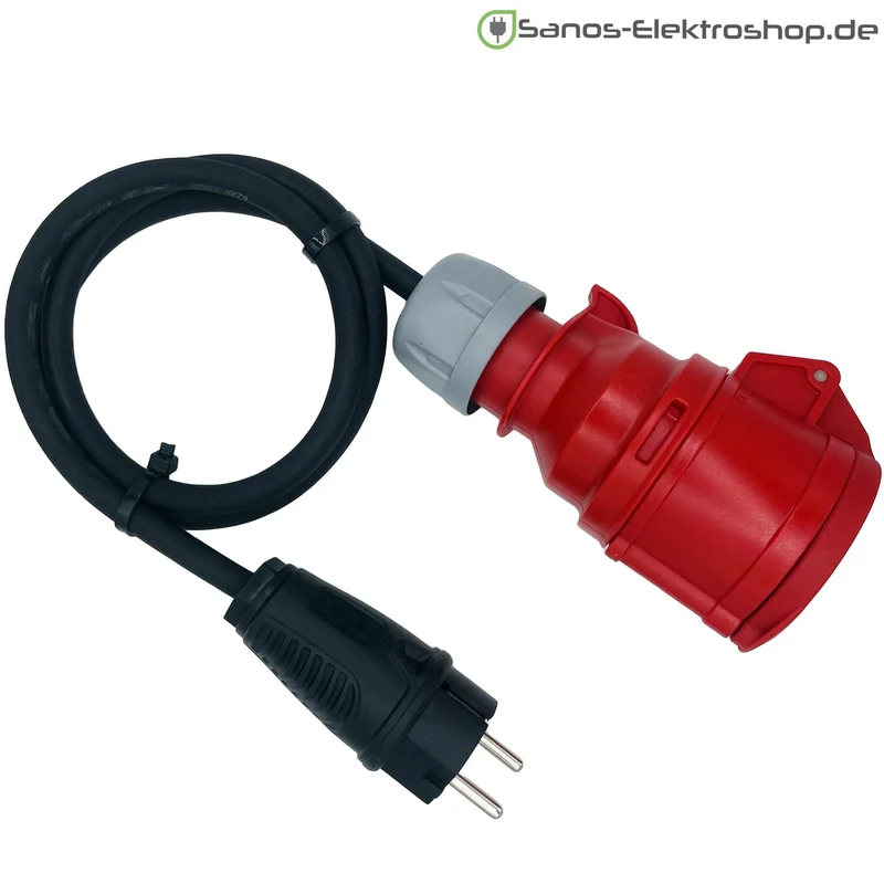 CEE-Adapter: Schuko-Stecker 230V auf CEE Kupplung 5-polig 16A