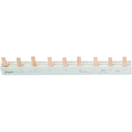 3-Phasen-Stiftschiene geschlossen, 9 Module, L-Ausführung, 158 mm lang