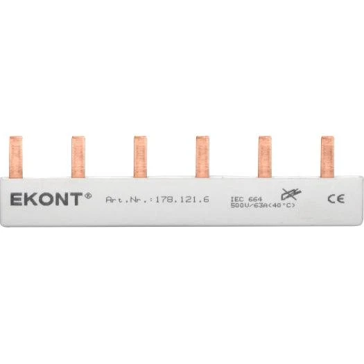 1-Phasen-Stiftschiene geschlossen, 6 Module, gerade, 105 mm lang