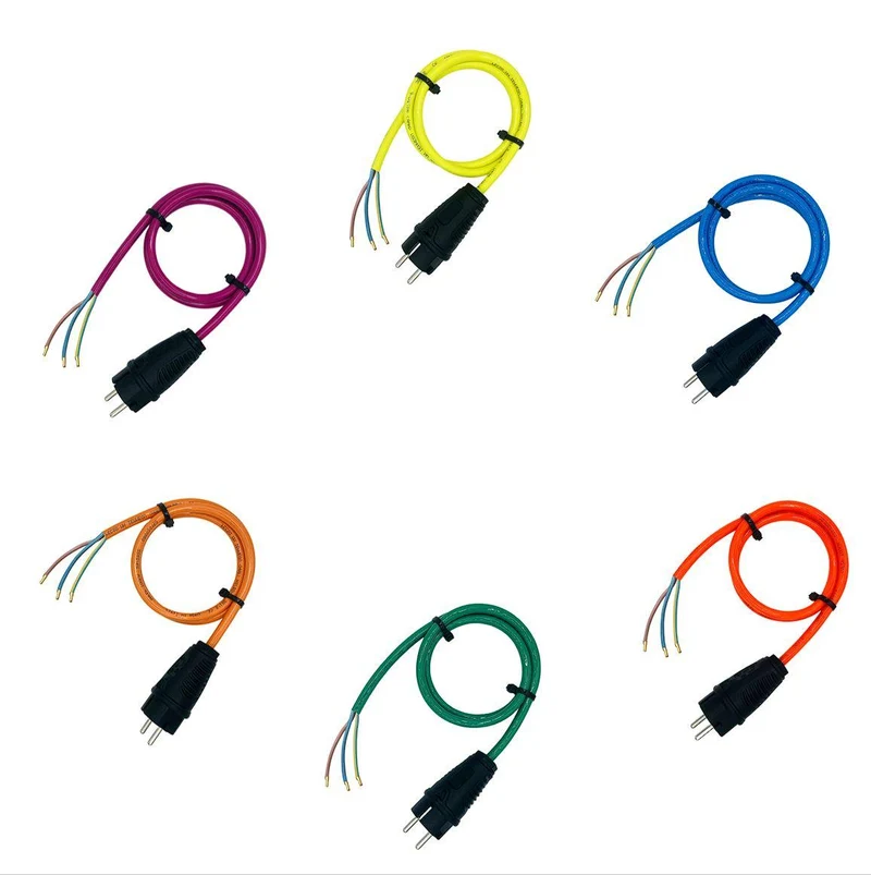 Schuko-Anschlussleitung 230V - PUR Gummileitung H07BQ-F 3G2,5 mm² | 1,00 bis 20,00 Meter | verschiedene Farben
