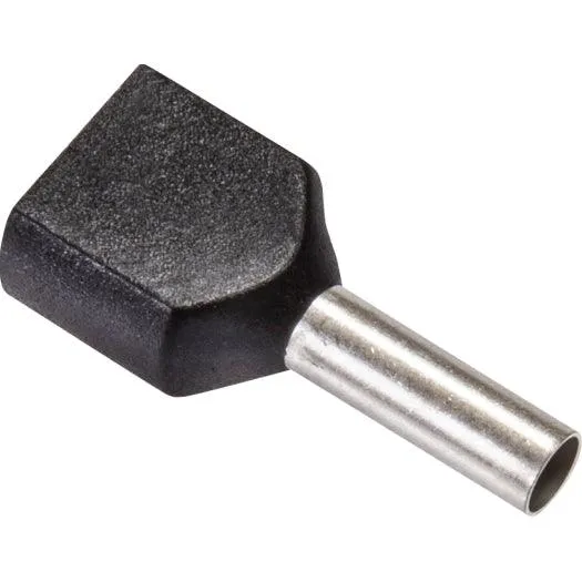 Twin-Aderendhülsen 2x1,50 qmm, schwarz DIN 46 228, 100 Stück