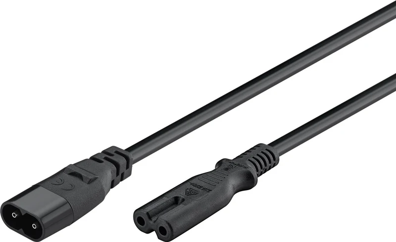 Verlängerungskabel C7/C8, 2 m, Schwarz, (2*0,75 mm²)
