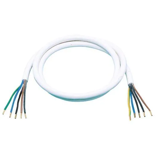 Herdanschlussleitung H05VV-F 5G2,5, weiß, mit Aderendhülsen, 1-10m