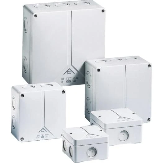 Verbindungsdose "A-BOX" 4,0 mm², grau, IP65, 102x102x57 mm, mit Klemmstein