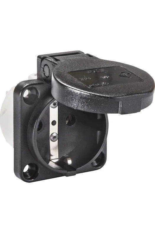 Maschinen-Steckdose, 230V, schwarz, IP54, Anschluss rückseitig, PCE 105-0s