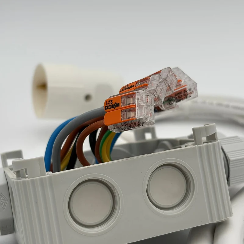 Küchenanschlussbox, Splitter-Box mit 2m Kabel - Küchenanschlussverteiler 3-fach für Kochfeld & Backofen
