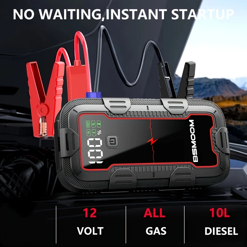 Tragbare 12V Auto-Starthilfe mit Powerbank und Digitalanzeige