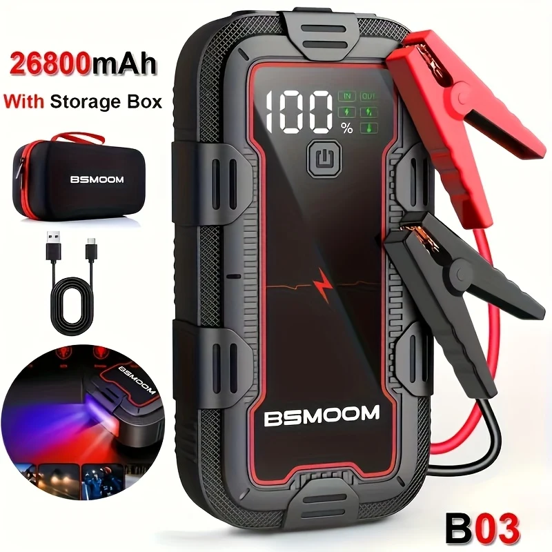 Tragbare 12V Auto-Starthilfe mit Powerbank und Digitalanzeige