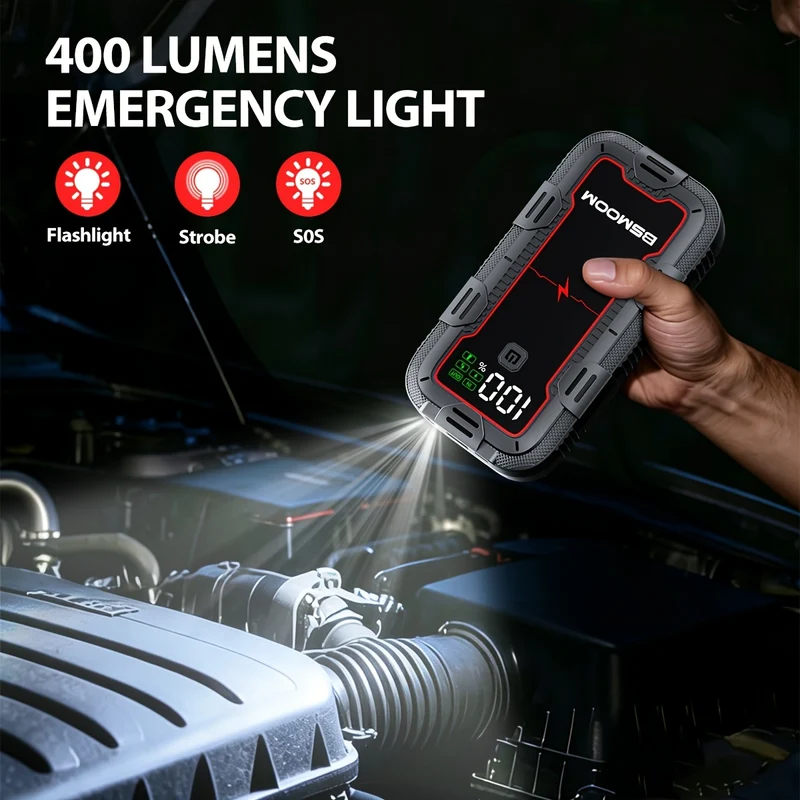 Tragbare 12V Auto-Starthilfe mit Powerbank und Digitalanzeige