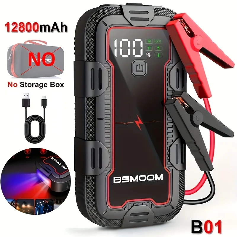 Tragbare 12V Auto-Starthilfe mit Powerbank und Digitalanzeige