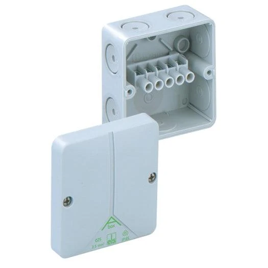 Verbindungsdose "A-BOX" 2,5 mm², grau, IP65, 80x80x52 mm, mit Klemmstein