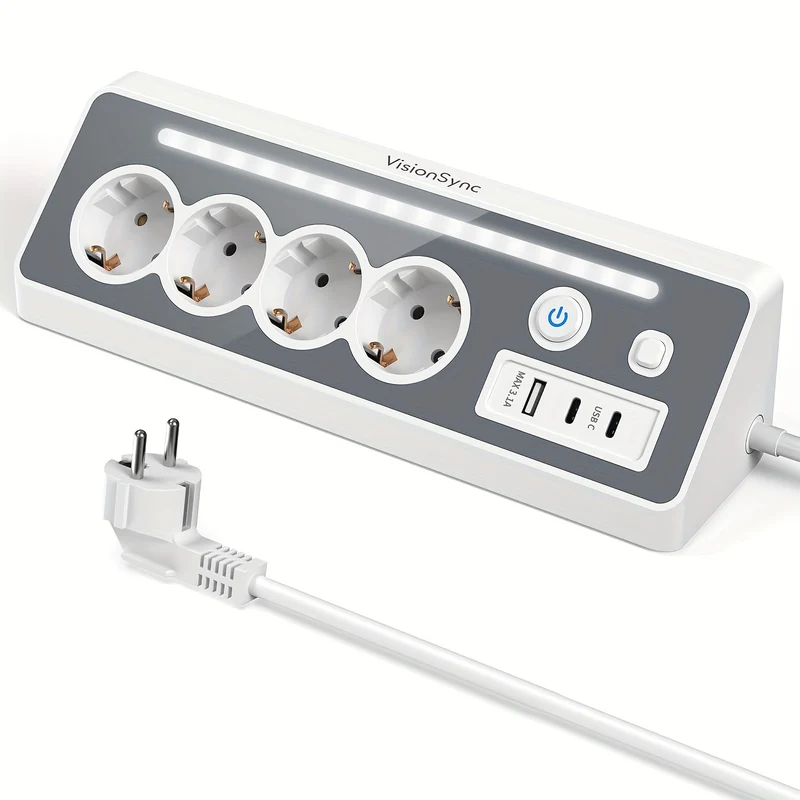7-in-1 Mehrfachsteckdose mit USB-C Schnellladeanschlüssen