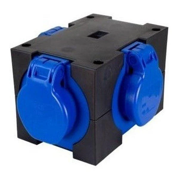 PCE 9430005 CEE-Kompakt-Verteiler, IP44, CEE-Stecker, 16A, 3-pol., 3x Schukodosen (ungesichert)