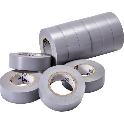 VDE-PVC-Isolierband, grau, Stärke= 0,15mm, Breite = 15mm, 10m Länge, 10 Stück