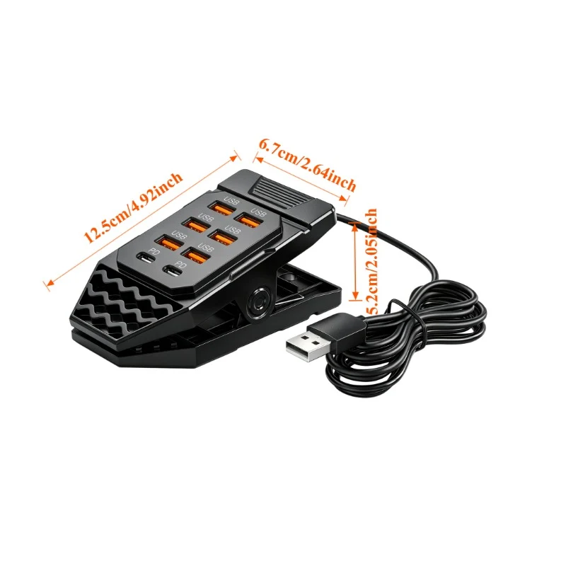 USB-Ladehub mit 8 Anschlüssen und Tischklemme