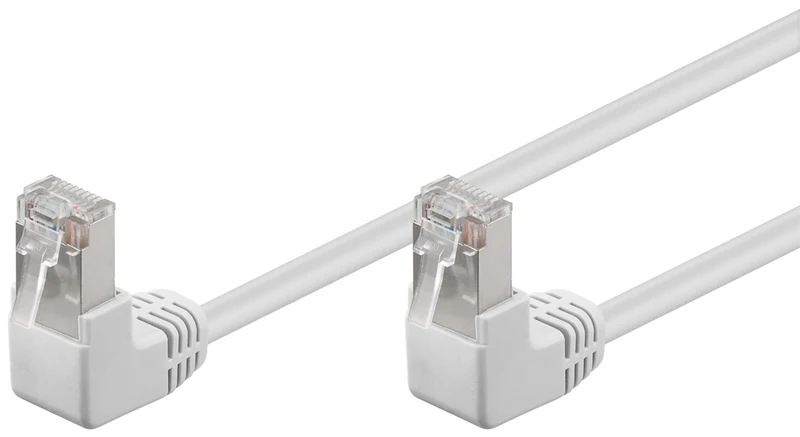 CAT 5e Patchkabel 2x 90° gewinkelt, F/UTP, weiß