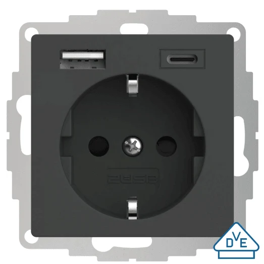 2USB 107233 USB-Steckdose mit USB-C, anthrazit matt