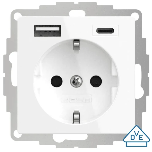 2USB 107230 USB-Steckdose, reinweiß glänzend