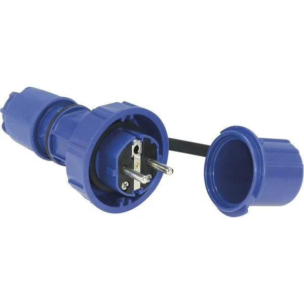 Vollgummi-Schuko-Stecker IP68, wasserdicht, blau, PCE 20051-b