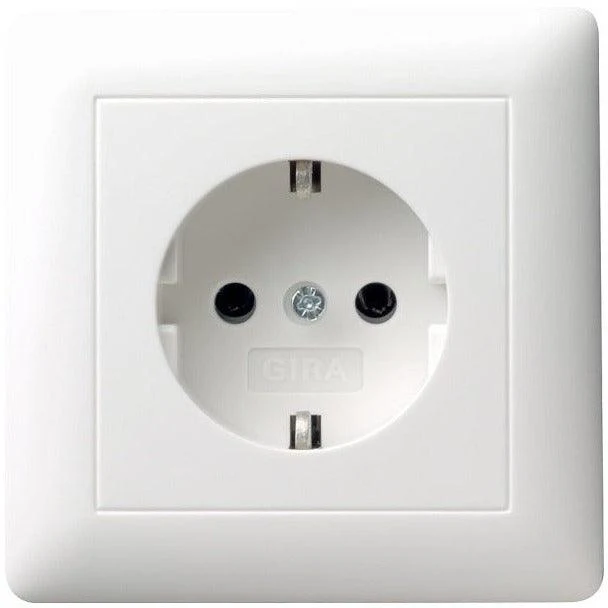 GIRA 044003 Schuko-Steckdose mit Vollplatte für Einzelmontage, System 55, Reinweiß glänzend