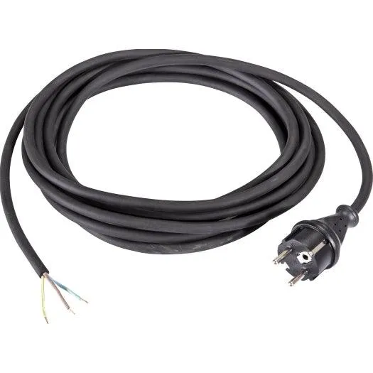 Anschlussleitung H07RN-F 3G1,5, 3m, schwarz, 1. Seite Gummi-Zentralstecker, 2. Seite mit Aderendhülsen