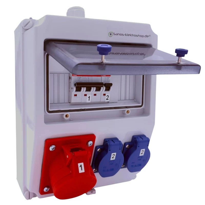 SANOS Wandverteiler ABB/PCE - 1x CEE 16A und 2x Schukodosen | SAN003