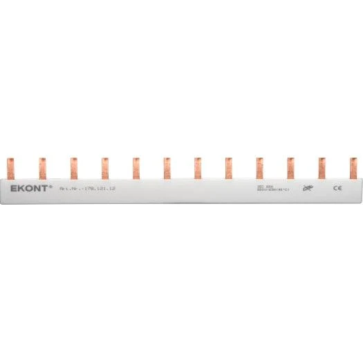 1-Phasen-Stiftschiene geschlossen, 12 Module, gerade, 210 mm lang
