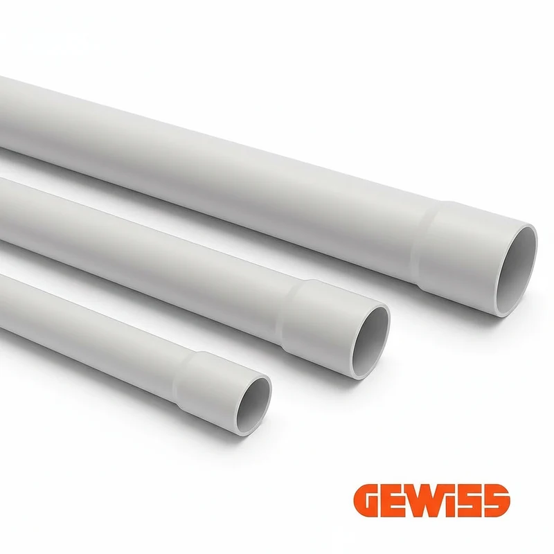 GEWISS Stangenrohr, Leerrohr, Elektrorohr, mit Muffe, 25 mm, AS06487, 2m Stange, VPE: 72 Meter