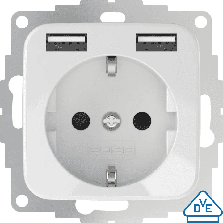 2USB 106207 USB-Steckdose, reinweiß glänzend