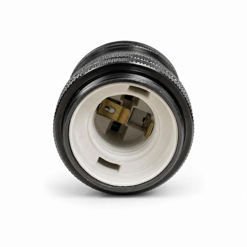 Kopp Retro/Vintage Metall-Fassung, E27, Höhe 75 mm, Durchmesser 40 mm, Farbe schwarz/chrom, Lampenfassung im Retro-Style, Vintage-Look, 212620045