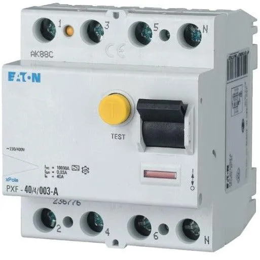 EATON PXF-63/4/003-A - FI-Schalter, 63A, 4p, 30mA, Typ A, 236780