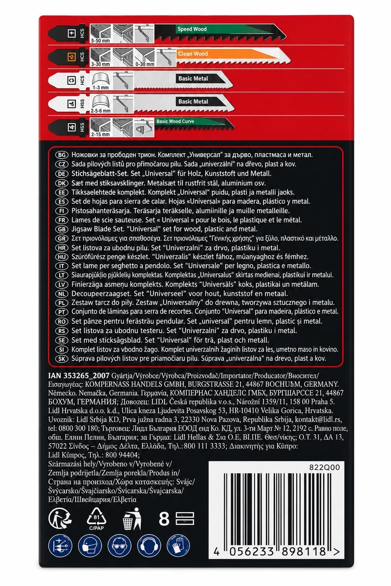 PARKSIDE® Universal Stichsägeblatt-Set » PSTZ 3 A1. 5-teilig