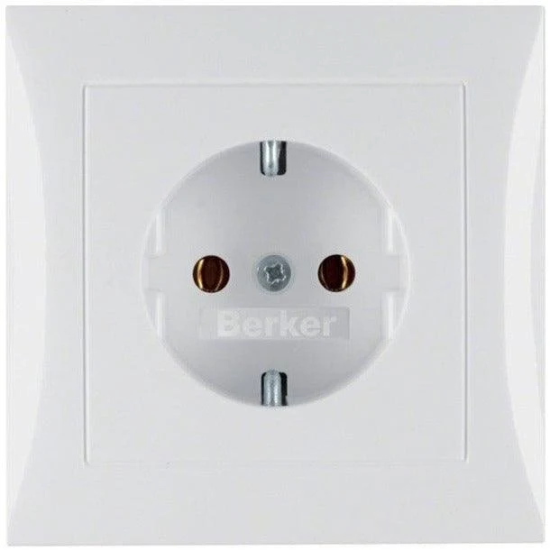 Berker 47428989 S.1 Schuko-Steckdose mit Abdeckplatte polarweiß glänzend