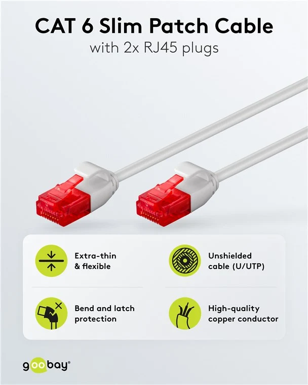 CAT 6 Slim-Patchkabel, U/UTP, grau