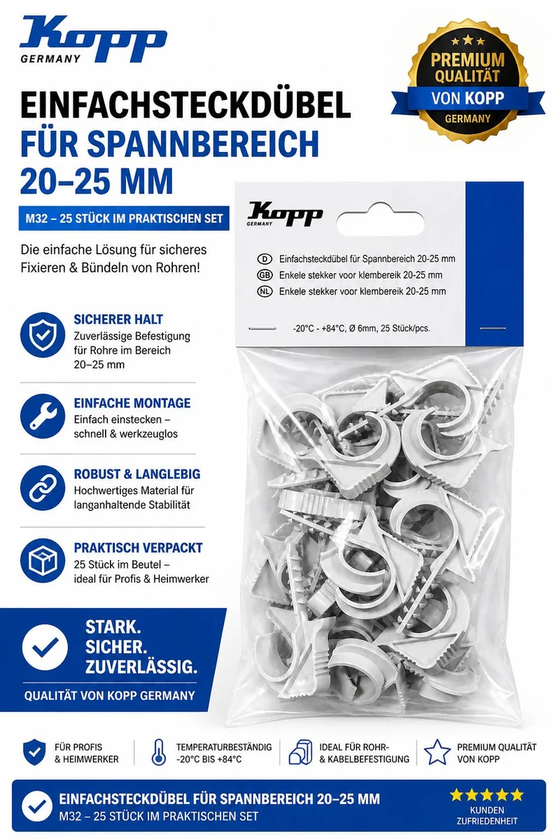 KOPP Single plug-in dowel for clamping range 20-25mm, drill diameter 6 mm