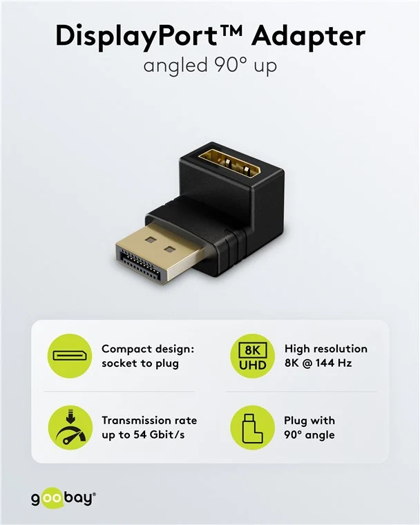 DisplayPort™-Winkeladapter 90° nach oben