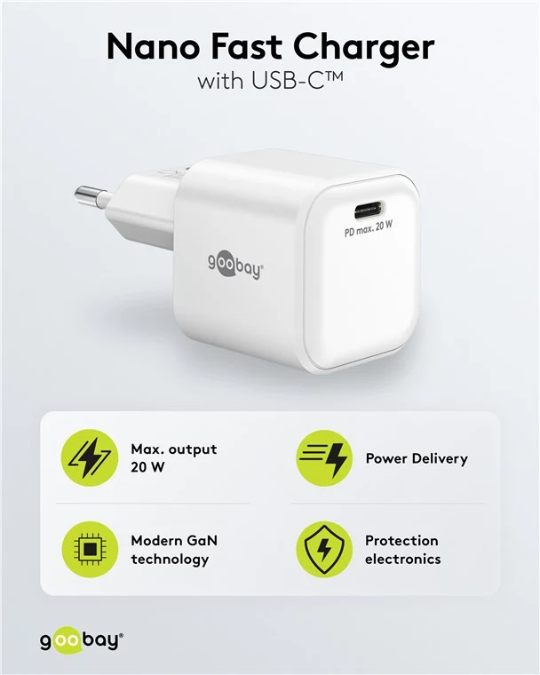 USB-C™ PD GaN Schnellladegerät Nano (20 W) weiß