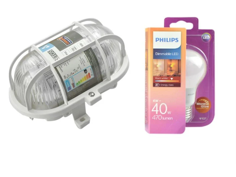ISO Ovalleuchte 60W Inkl. Philips LED Birne Lampe dimmbar E27 6 W (40 W)