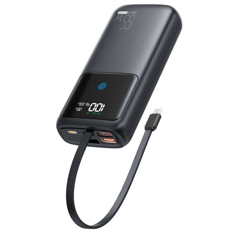 VoltMate Pro 65W – Schlanke Multilade-Powerbank mit Touch-Display