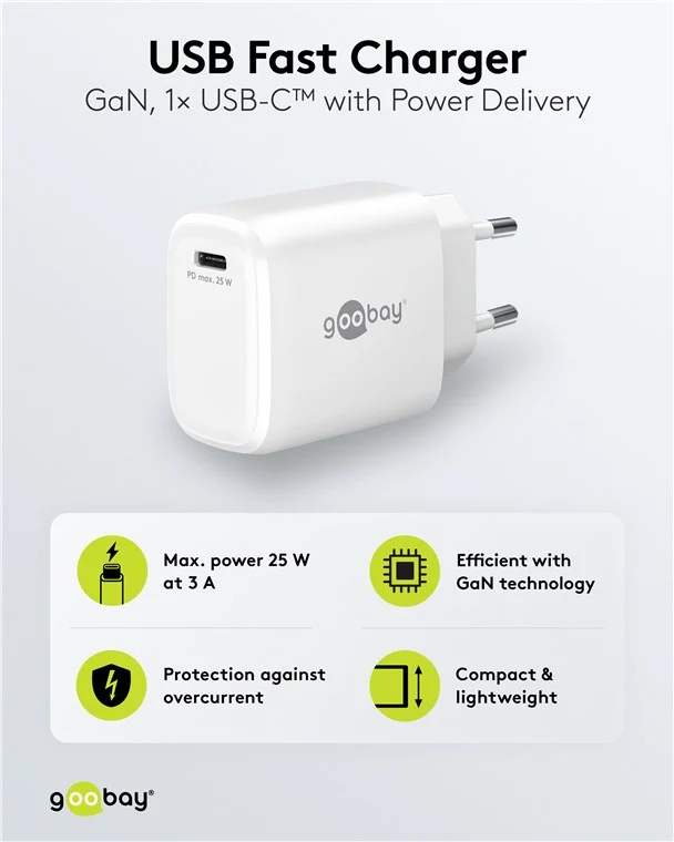 USB-C™ PD GaN Schnellladegerät (25 W) weiß