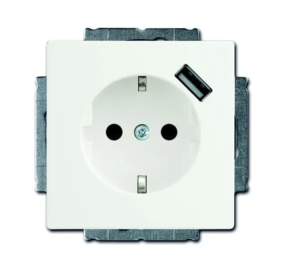 BUSCH-JAEGER 20 EUCBUSB-84 Steckdose Safety+ mit USB A Plattform 63 studioweiß