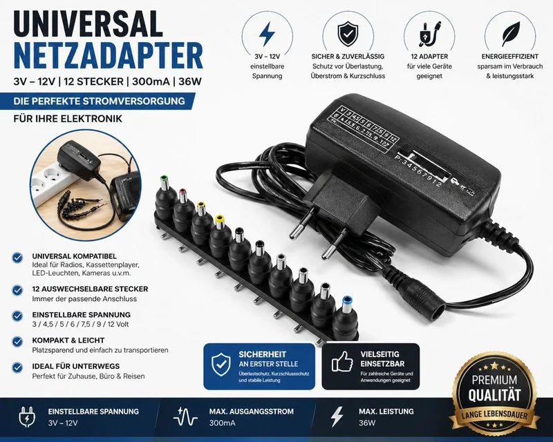 Kopp Universal Netzadapter Ausgangsspannung 3-12V anpassbar