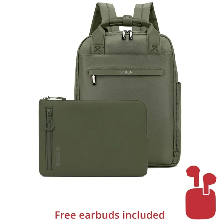 Set aus Rucksack und Laptop-Sleeve 13 Zoll, grün