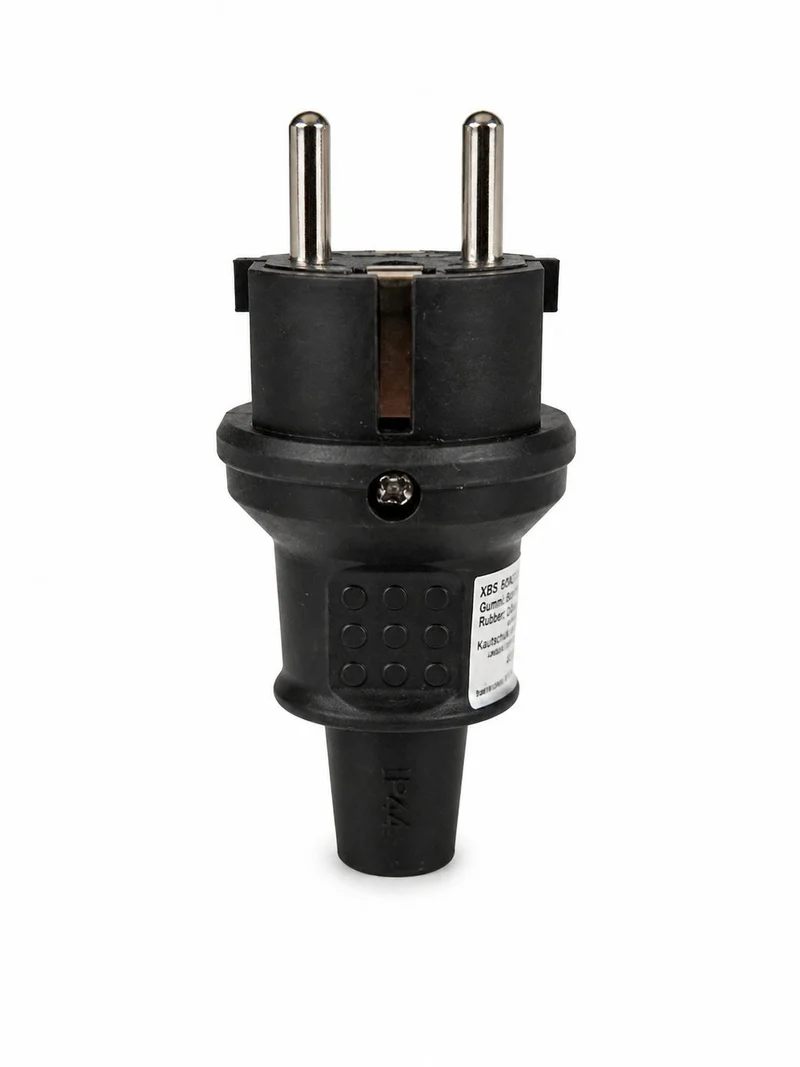 Heitech Schuko Stecker Gummi Schwarz IP44 Schutzkontakt Stecker Gummi 3 Stück IP44 (3 Stück)